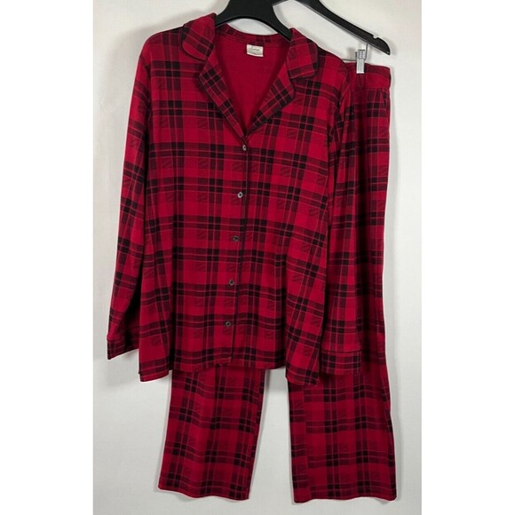 Soma Other - Soma Buffalo Plaid Pajama Set Stretch Red Black Size XL Button Up Collar Pants